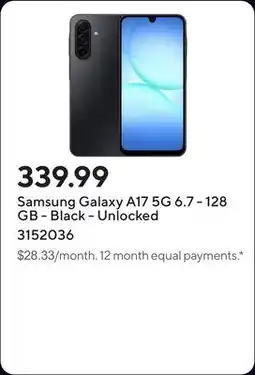 Staples Samsung Galaxy A17 5G 6.7 - 128 GB - Black - Unlocked offer
