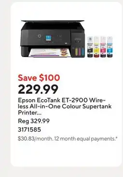 Staples Epson EcoTank ET-2900 Wireless All-in-One Colour Supertank Printer - Black offer