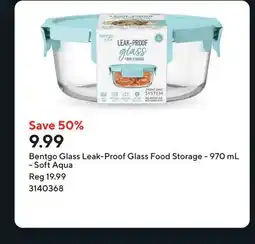 Staples Bentgo Glass Leak-Proof Glass Food Storage - 970 mL - Soft Aqua offer