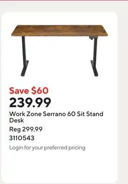 Staples Work Zone Serrano 60 Sit Stand Desk offer
