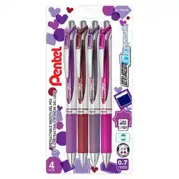 Staples Pentel EnerGel Expressions Retractable Gel Roller Pen - 0.7mm - Warm Red - Assorted Colours offer