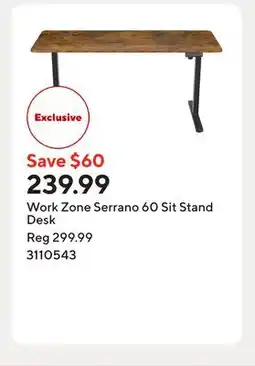 Staples Work Zone Serrano 60 Sit Stand Desk offer