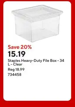 Staples Staples Heavy-Duty File Box - 34 L - Clear offer