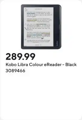 Staples Kobo Libra Colour eReader - Black offer