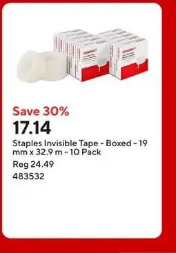 Staples Staples Invisible Tape - Boxed - 19 mm x 32.9 m offer