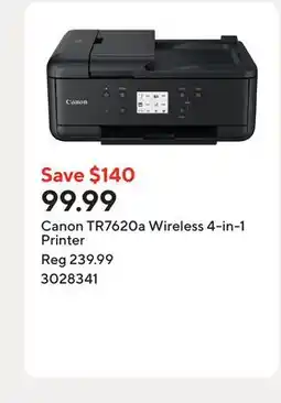 Staples Canon TR7620a Wireless 4-in-1 Printer offer