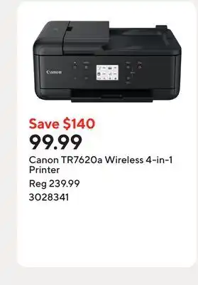 Staples Canon TR7620a Wireless 4-in-1 Printer offer