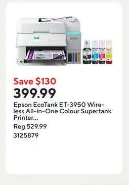 Staples Epson EcoTank ET-3950 Wireless All-in-One Colour Supertank Printer – White offer