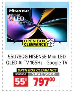 2001 Audio Video 55U78QG HISENSE Mini-LED QLED AI TV 165Hz - Google TV offer