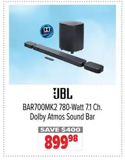 2001 Audio Video JBL BAR700MK2 780-Watt 7.1 Ch. Dolby Atmos Sound Bar offer