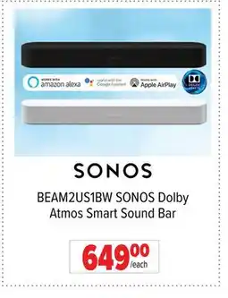 2001 Audio Video BEAM2US1BW SONOS Dolby Atmos Smart Sound Bar offer