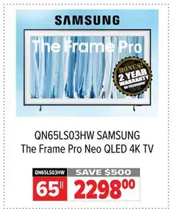 2001 Audio Video QN65LS03HW SAMSUNG The Frame Pro Neo QLED 4K TV offer