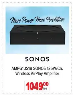 2001 Audio Video AMPG1US1B SONOS 125W/Ch. Wireless AirPlay Amplifier offer