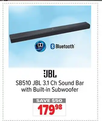 2001 Audio Video SB510 JBL 3.1 Ch Sound Bar with Built-in Subwoofer offer