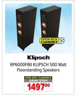 2001 Audio Video RP6000FBI KLIPSCH 500 Watt Floorstanding Speakers offer