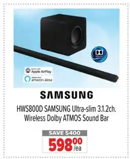 2001 Audio Video HWS800D SAMSUNG Ultra-slim 3.1.2ch. Wireless Dolby ATMOS Sound Bar offer