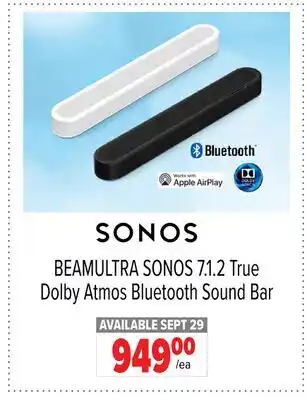 2001 Audio Video BEAMULTRA SONOS 7.1.2 True Dolby Atmos Bluetooth Sound Bar offer