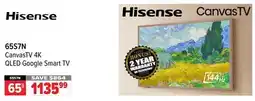 2001 Audio Video 65S7N - 65 Hisense CanvasTV 4K QLED Google Smart TV offer