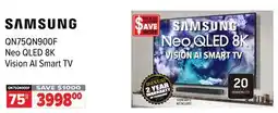 2001 Audio Video SAMSUNG QN75QN900F Neo QLED 8K Vision AI Smart TV offer