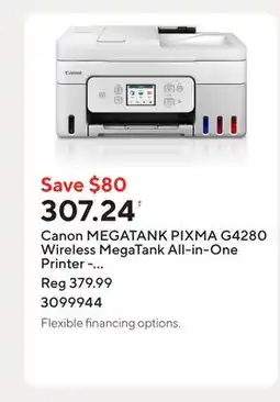 Staples Canon MEGATANK PIXMA G4280 Wireless MegaTank All-in-One Printer - White offer