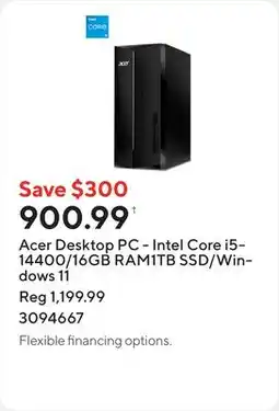Staples Acer Desktop PC - Intel Core i5-14400/16GB RAM1TB SSD/Windows 11 offer