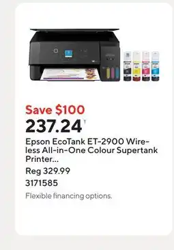 Staples Epson EcoTank ET-2900 Wireless All-in-One Colour Supertank Printer - Black offer