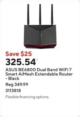 Staples ASUS BE6800 Dual Band WiFi 7 Smart AiMesh Extendable Router - Black offer