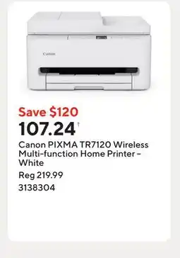 Staples Canon PIXMA TR7120 Wireless Multi-function Home Printer – White offer