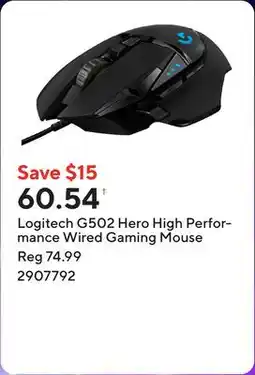 Staples Logitech G502 Hero High Performance Wired Gaming Mouse offer