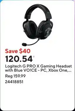 Staples Logitech G PRO X Gaming Headset with Blue VO!CE - PC, Xbox One, PS5, PS4, Nintendo Switch - Black offer