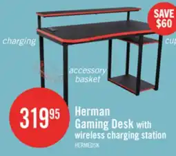 The Brick Herman 50 Gaming Office Desk - Black with Red Trim offer