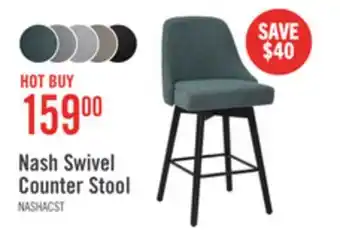 The Brick Nash Counter-Height Stool with Swivel Seat & Polyester Fabric, 26.5H, Wood & Metal - Blue offer