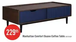 The Brick Manhattan Comfort Duane Modern Ribbed Coffee Table with Drawer & Shelf - Dark Brown & Navy Blue offer