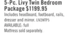The Brick Livy 5pc Bedroom Set with Panel Bed, Dresser & Mirror for Kids, White - Twin Size offer