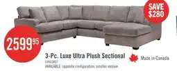 The Brick Made in Canada Luxe 3-Piece Right-Facing Fabric Sectional with Removable Cushions - Zaftig Dove Grey offer