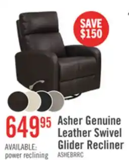 The Brick Asher 31.5 Genuine Leather Swivel Glider Reclining Chair – Dark Brown offer