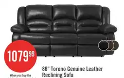 The Brick Toreno 86 Genuine Leather Power Reclining Sofa - Grey offer