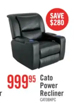 The Brick Cato 36.50 Leather-Look Fabric Power Reclining Chair with Power Headrest and Dual Cupholders - Black offer