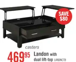 The Brick Landon 48 Modern Lift Top Coffee Table With Storage, Shelf and Casters - Dark Brown offer