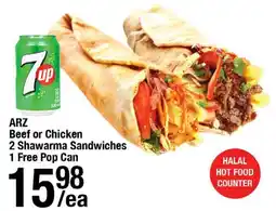 Arz Fine Foods Arz beef or chicken shawarma sandwiches offer