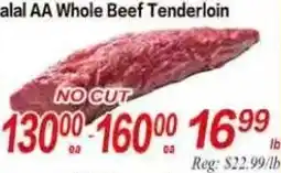 Superking Supermarket Alal AA Whole Beef Tenderloin offer