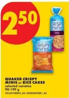 No Frills Quaker crispy mins or rice cakes offer