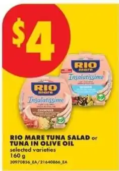 No Frills Rio mare tuna salad or tuna in olive oil offer