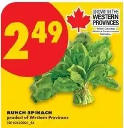 No Frills Bunch Spinach offer