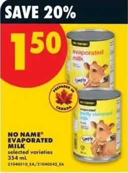 No Frills No Name evaporated milk offer