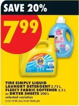 No Frills Tide simply liquid laundry detergent offer