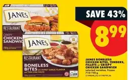 No Frills Janes boneless chicken bites, tenders, fillets or crispy chicken sandwich offer