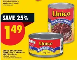 No Frills Unico solid light tuna or beans or lentils offer