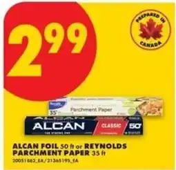 No Frills Alcan foil 50 ft or reynolds parchment paper 35 ft offer