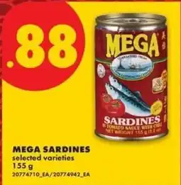 No Frills Mega sardines selected varieties offer